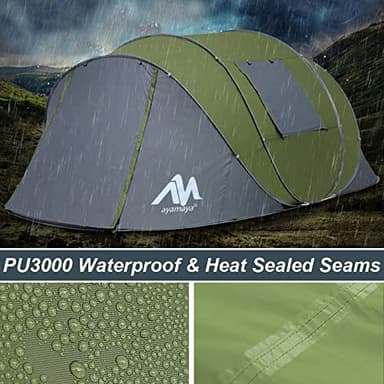 6 Person Easy Pop Up Tents for Camping - AYAMAYA Double Layer Waterproof Instant Tent with Vestibule & Porch, Large Size Family Automatic Setup 4-6 People Hiking (Poles Included) - Image 5