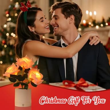 WSYEAR Pink Rose Flower Lamp, Valentine's Day LED Artificial Flowers Gifts for Her Wife Girlfriend Small Table Lamp Night Light, Cordless Touch Lamp - Image 2