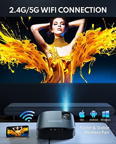 GooDee Projector 4K With WiFi And Bluetooth Supported, FHD 1080P Mini Projector For Outdoor Moives, 5G Video Projector For Home Theater Dolby Audio Zoom Portable Projector TV Stick PPT (YG600 Plus) - Image 3