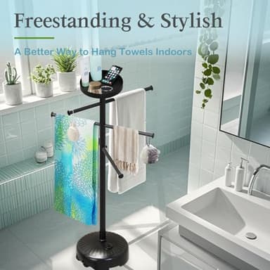 YACONA Pool Towel Rack Outdoor with Built-in Tray – Adjustable, Heavy-Duty Towel Racks & Storage for Backyards - Image 7