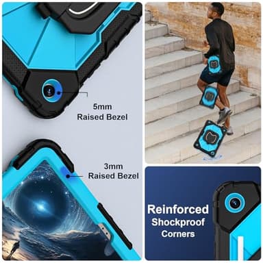 Scnioy for Galaxy Tab A9 Plus Case 11 Inch, Rugged Case for Samsung Galaxy A9+ Tablet with Screen Protector 360 Rotating Stand Shoulder Strap Pen Holder, 2023 Model(SM-X210/X216/218), Black Blue - Image 4