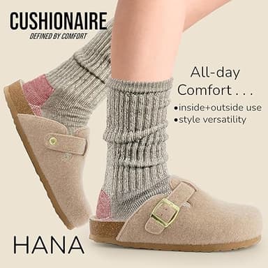CUSHIONAIRE Hana Womens Clogs | Comfortable Vegan Suede Clogs for Women | Slip On Potato Shoes with Cork Footbed & Arch Support| Sand 7 - Image 5
