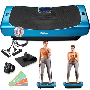 LifePro Rumblex 4D Pro Vibration Plate - Whole Body Vibration Platform Exercise Machine - Home Workout Equipment for Weight Loss, Toning & Wellness - Full Bundle of Bands, Straps & Accessories (Blue) - Image 1