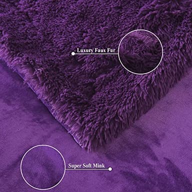 GONAAP Fuzzy Faux Fur Throw Blanket Queen Size Purple Super Soft Cozy Plush Fuzzy Shaggy Blanket for Couch Sofa Bed (Purple, Queen(90"x90")) - Image 6