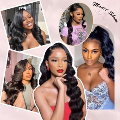 annione 30 Inch 13x6 Lace Front Wigs Human Hair 200% Density Real Human Hair Wig Body Wave HD Lace Frontal Wigs Pre Plucked Transparent Lace Natural Black for Women - Image 7