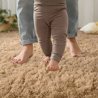 YJ.GWL Area Rugs for Living Room Bedroom, 8x10 Machine Washable Large Beige Carpet, Soft Fluffy Shaggy Thick Big Shag Indoor Floor Rug for Kids Boy and Girls Room Dorm Home Decor Aesthetic - Image 4