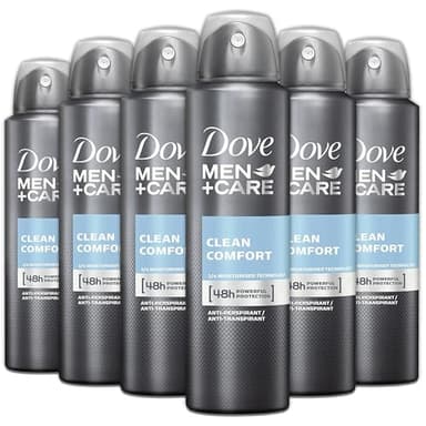 Dove Men + Care Antiperspirant Deodorant Spray, 6 Pack, 48H Protection, Long-Lasting Clean Comfort Scent, Soothes & Moisturises Skin, 5 oz. Each - Image 1