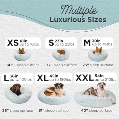 Best Friends by Sheri Original Calming Donut Dog and Cat Bed, Shag Faux Fur, Frost Gray, (23in x 23in) - Anxiety Relief for Pets Up to 25 lbs - Image 4