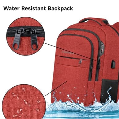 Lapsouno Large Backpack, Travel Laptop Backpack, Carry on Backpack, Sturdy 17 Inch TSA Friendly with USB Port, Water Resistant College School Bag Gifts for Men Women, Wine Red - Image 5