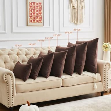 GAWAMAY Decorative Square Throw Pillow Covers 22x22 Inch Set of 2, Super Soft Chenille Pillows Farmhouse Fall Pillowcase for Living Room Bedroom Sofa Couch Cushion Cover Coffee 55x55cm (No Inserts) - Image 6