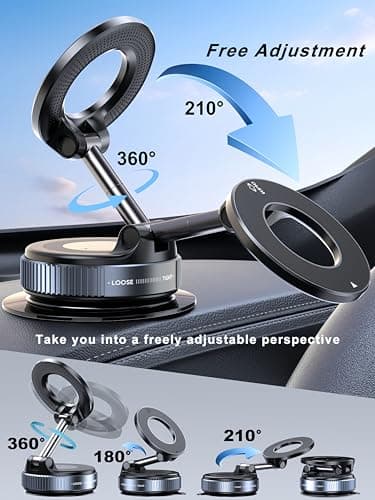 snanlen Upgraded 360° Vacuum Magnetic Phone Holder, Magnetic Car Phone Mount, Hands-Free Suction Cup Phone Holder for Car/Gym/Mirror/Shower, Car Mount Compatible with iPhone 16 Pro Max/Android - Image 6
