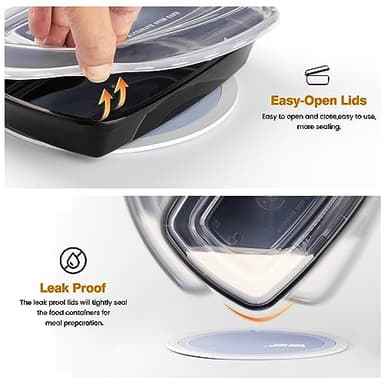 Glotoch Meal Prep Containers Reusable, 50Pack 32oz Plastic Food Prep Storage Containers with Lids,BPA Free,Microwave, Dishwasher Safe Disposable To Go Containers for Meal Plan,Single Compartment - Image 2