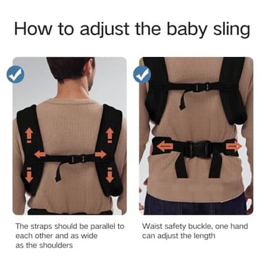 YEMKEZO Baby Carrier Newborn to Toddler,Newborn Carrier with Head Support, Cozy Baby Holder Carrier for Dad Mens (Summer-Black) - Image 7