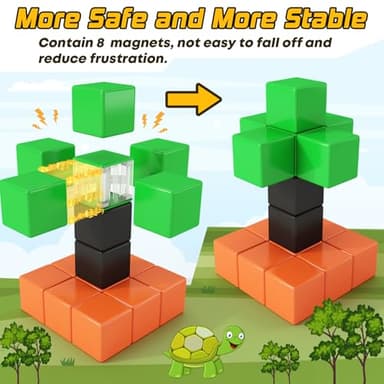 48PCS Magnetic Blocks for Toddlers Toys, Large Magnetic Cube Toy for Sensory STEM Education Preschool Magnet Toys for 3 4 5 6 Year Old Boys and Girls, Compatile with Mine Magnet World - Image 7