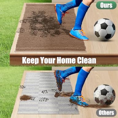 IM HOME Chenille Absorbent Outdoor Doormat 36" x 24", Washable Muddy Door Mats for Dog Non Slip Indoor Doormat Dog Mat for Muddy Paw Front Inside Doormats for Entryway Camel - Image 7