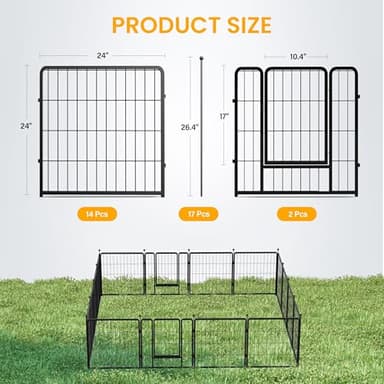 Dog Playpen 24 Inch 16 Panels, Ideal Dog Fence for Puppy/Small Dogs Indoor & Outdoor Bliss, Perfect Dog Pen for Camping, Yard, RV, Garden Fence, Black - Image 2