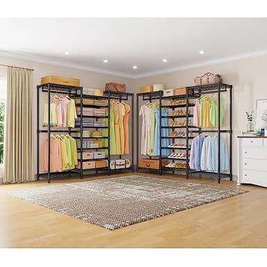 VIPEK S3 Heavy Duty Garment Rack Freestanding Clothes Rack Closet Storage Organizer Large Wardrobe with 6-Tier Shoe Rack, Hanging Rod, Adjustable Shelf, 68.9" L x 15.7" W x 76.4" H, Black - Image 6