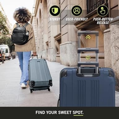 Kenneth Cole REACTION Out of Bounds Lightweight Hardshell 4-Wheel Spinner Luggage, Naval, 20-Inch Carry On - Image 3