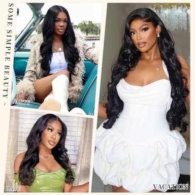 32 Inch Real Human Hair Wigs 200 Density 13x6 Body Wave Lace Front Wigs Human Hair Pre Plucked HD Transparent Lace Frontal Wigs Natural Black Glueless Wig - Image 7