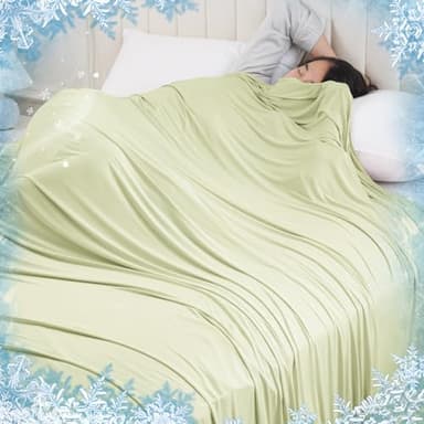 David's Home Double Side Summer Cooling Blanket Queen, Arc-Chill Q-Max>0.5 Breathable Lightweight Skin-Friendly for Hot Sleepers, Portable Durable Versatile for Home Office Car Picnic, Gross Green - Image 1