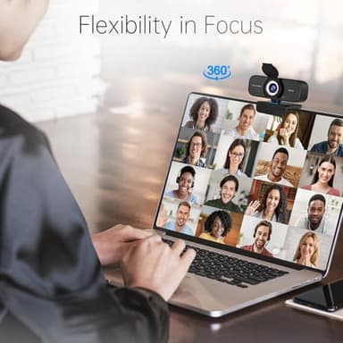 Full HD Webcam with Built-in Microphone and Rotatable Tripod, 1080P Video and Wide Angle Camera, Privacy Cover, for Desktop PC Laptop Computer Black - Image 5