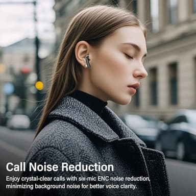 Adaptive Hybrid Active Noise Canceling Wireless Earbuds, 6 Mics ENC Clear Call Ear Buds, Hi-Res Audio Deep Bass Bluetooth 5.4 Headphones, 48H Playtime, Wireless Charging, Multipoint Connection, Black - Image 5
