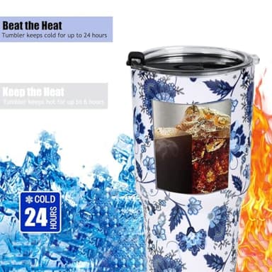 SYACOT 30oz Tumbler Double Wall Stainless Steel Vacuum Insulated Travel Mug with Splash-Proof Lid Metal Straw and Brush (Mixed Color-30oz) - Image 5