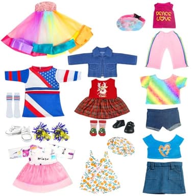 18-inch-Doll-Clothes-Accessories ARTST 18 Doll Accessories American Doll Clothing Dress Outfit Set with Hat Shoes Socks WaistBag for Girls - Image 3