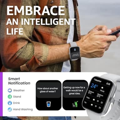 TOZO 2025 New Upgraded Smart Watch for Men Women for iPhone&Android, 1.83" Fitness Tracker Bluetooth Call [Answer/Make], IP68 Waterproof Sleep Monitor, 100+ Sport Modes Sliver - Image 5