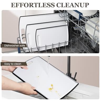 Non Slip Cutting Board, Kikcoin Extra Large Plastic Cutting Boards for Kitchen Dishwasher Safe Chopping Board Set of 3 with Juice Grooves, Easy Grip Handle - Image 5