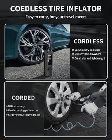 Tire Inflator Portable Air Compressor - 150PSI 4x Faster Portable Tire Inflator for Car - Air Pump For Car Tires with Digital Pressure - Auto Shut-off Smart Air Pump Suitable SUV, Bike Moto and More - Image 4