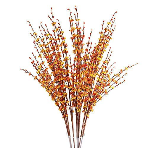 Htmeing 10 pcs 29.5 Inch Artificial Jasmine Flowers Faux Branches for Home Rome Wedding Decoration (Orange) - Image 1