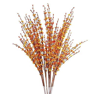 Htmeing 10 pcs 29.5 Inch Artificial Jasmine Flowers Faux Branches for Home Rome Wedding Decoration (Orange) - Image 1