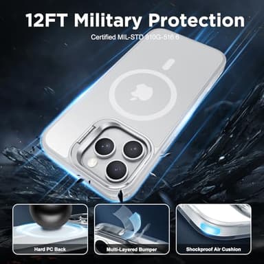 Beasyjoy Magnetic Case for iPhone 16 Pro Max with Stand, Compatible with MagSafe, Military Grade Protection Built-in Kickstand, Protective Translucent Slim Phone Case for iPhone 16 Pro Max 6.9", Clear - Image 5