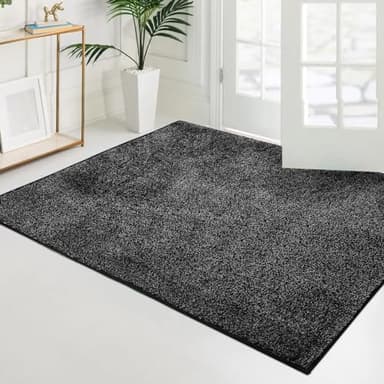 PURRUGS Easy Care Area Rug 4ft x 6ft, Non-Slip Machine Washable Entryway Rug, Dog Door Mat, Stain Resistant Accent Rug for Hallway, Living Room, Bedroom and Mudroom, Charcoal - Image 3