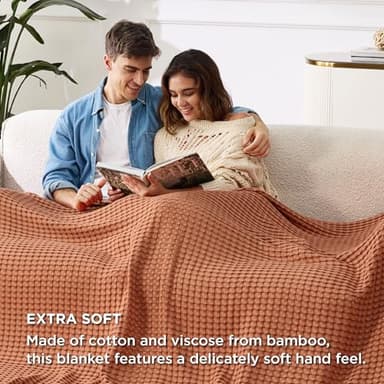 Bedsure Cooling Cotton Waffle Oversized King Blanket - Lightweight Breathable Rayon Derived from Bamboo for Hot Sleepers, Luxury Throws for Bed and Sofa, 120x96 Inches - Image 4