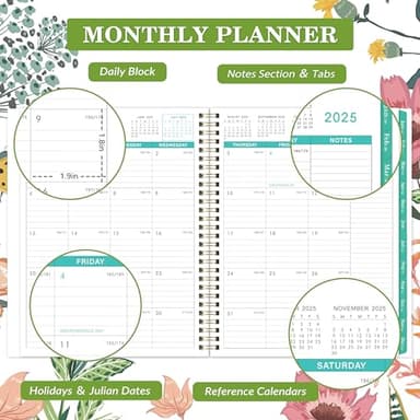 2025-2026 Monthly Planner/Calendar - Jul 2025 - Dec 2026, 18 Monthly Planner 2025-2026, 9’’ x 11'', Academic Planner with Tabs, 2-sided Pockets, Twin-wire Biding, Holidays, Notes Pages, Julian Dates - Image 3