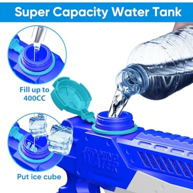 WOLKEK Water Guns for Kids Adults, 4 Pack 400CC Long Range High Capacity Squirt Guns Toy, Pool Toys Water Toys for Swimming Pool Beach Sand Outdoor, Summer Gifts for Boys Girls - Image 4