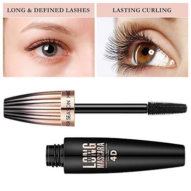 4D Silk Fiber Lash mascara, Waterproof Mascara Black Volume and Length, Natural Lengthening and Thick, Smudge-Proof,No Clumping, Instantly Create The Look of Lash Extensions, All Day Full, 2 Pack - Image 2