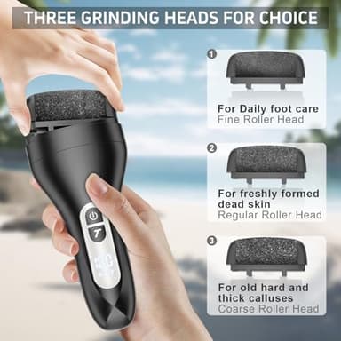Electric Callus Remover for Feet,Rechargeable Electronic Foot File Pedicure Tools,Professional Waterproof Foot Scrubber File,Portable Pedi Feet Care for Cracked Heels &Dead Skin with LCD Display - Image 4