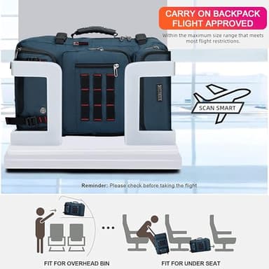 WITZMAN Carry on Travel Backpack for Men Women Airline Approved Convertible Nylon Duffle Backpack Luggage Bag (B682 blue) - Image 6