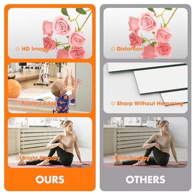 Hasipu Home Gym Mirror 48" L x 24" W - 2PCS Large Full Body Mirror for Yoga, Wall-Mounted Mirrors for Fitness, Garage, Dance Studio, 0.16in Tempered Glass Frameless - Image 4
