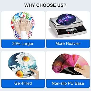 Ergonomic Mouse Pad with Wrist Support Rest,Large Mousepad Gel Wrist Rest, with Coaster Non-Slip & Pain Relief for Computer, Desk, Home&Office-Seashell - Image 2