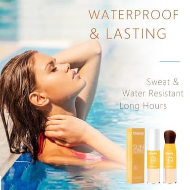 Mineral Sunscreen Setting Powder, SPF 35 Brush Sunscreen Powder for Face & Scalp, Long Lasting Lightweight Breathable, Oil Control Natural Matte Finish (#01 Translucent) - Image 8