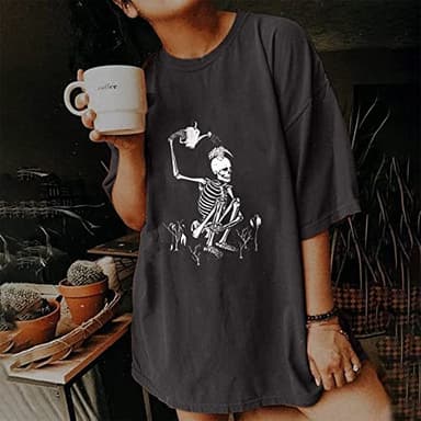 Wukreran Cute Graphic Tees for Teen Girls Womens Casual Y2K Tops Plus Size Tshirts Vintage Skull Graphic Tees Short Sleeve Blouse Trendy Loose Comfy Soft Shirts Vintage Graphic Tees - Image 2