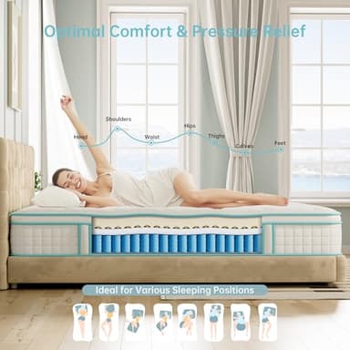 VIZIM Twin Mattress, 12 Inch Wave Memory Foam & Pocket Spring Hybrid Mattress in a Box for Pressure Relief, CertiPUR-US Certified, Made in USA (39x75x12 Inches) - Image 3