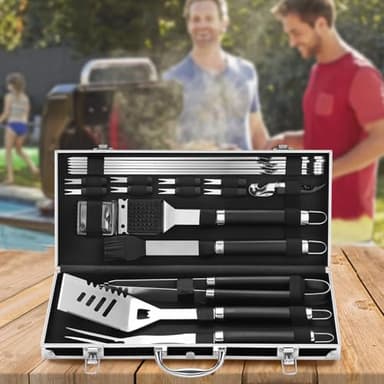 Grilljoy BBQ Accessories Grill Tools Set - 22PCS Stainless Steel Barbecue Grill Accessories for Outdoor Grill with Black Aluminum Case - Grilling Gifts for Men Dad -Grill Tools Kit - Image 7