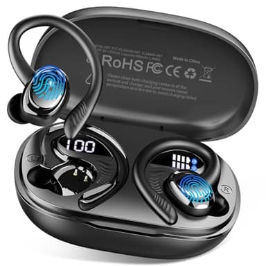 Wireless Earbuds Bluetooth 5.4 Headphones Sport, 2025 Bluetooth Earbuds with Earhooks, 50H Stereo Over Ear Buds, Earphone with 4 ENC Noise Canceling Mic, IP7 Waterproof Headset for Running/Gym/Workout - Image 1