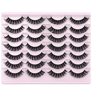False Eyelashes Russian Strip Lashes Volume Fake Eyelashes Extension D-Curly Wispy Handmade Soft Reusable 14 Pairs Lashes Pack - Image 7