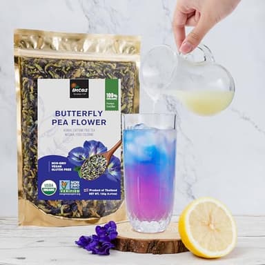 INCAS 100% USDA Organic Butterfly Pea Flower 4.41 oz (375+ Cups) DIRECT FROM SOURCE Thailand Non GMO Verified Dried Caffeine Free Gluten Free Vegan Rich in Antioxidants Free eBook - Image 3